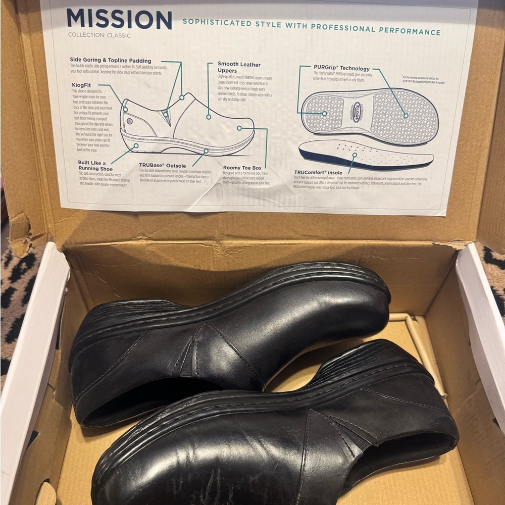 Black Klogs (Mission) still in shoe box